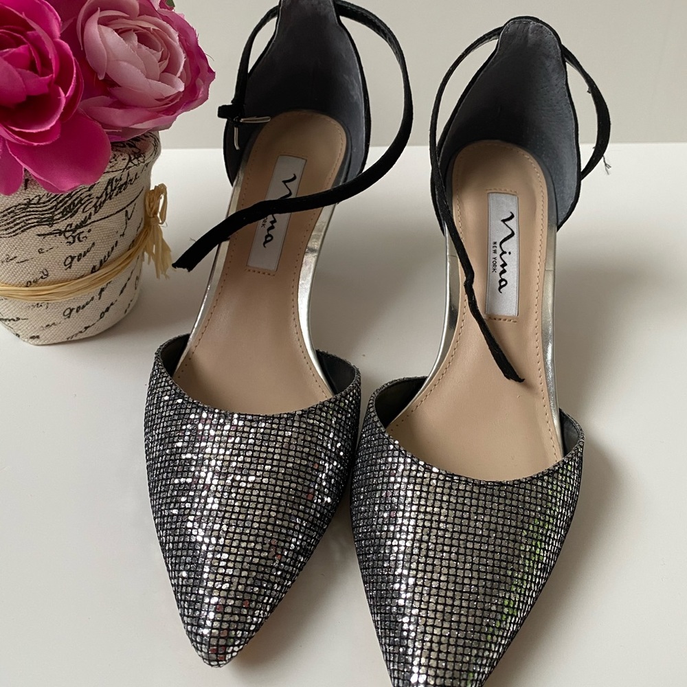 Nina heels black/silver 6.5